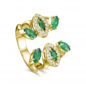 Кольцо из лимонного золота KABAROVSKY K1-2696-1200 с бриллиантом и изумрудом K1-2696-1200 фото