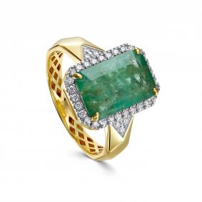 Золотое кольцо KABAROVSKY K1-2732/1-1200 с бриллиантом и изумрудом K1-2732/1-1200 фото