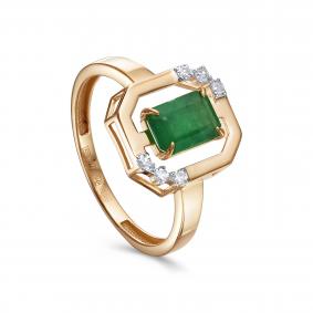 Золотое кольцо KABAROVSKY K11-02058-1200 с бриллиантом и изумрудом K11-02058-1200 фото