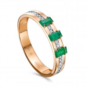 Золотое кольцо KABAROVSKY K11-02147-1200 с бриллиантом и изумрудом K11-02147-1200 фото