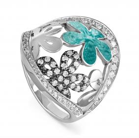 Серебряное кольцо KABAROVSKY K11-060-7909 с фианитом и эмалью K11-060-7909 фото