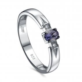 Серебряное кольцо KABAROVSKY K11-1008-21389 с бриллиантом и иолитом K11-1008-21389 фото