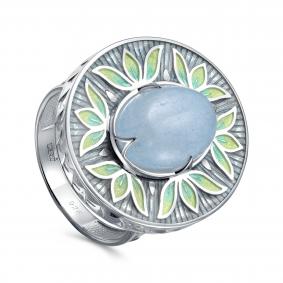 Серебряное кольцо KABAROVSKY K11-1019-10301 с эмалью и аквамарином K11-1019-10301 фото