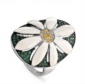 Серебряное кольцо KABAROVSKY K11-107-0110 с фианитом и эмалью K11-107-0110 фото