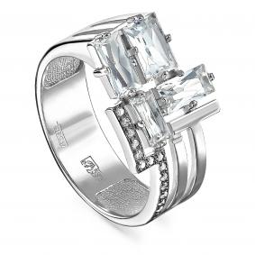 Кольцо из белого золота KABAROVSKY K11-11109-5500 с бриллиантом и горным хрусталём K11-11109-5500 фото