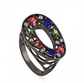 Серебряное кольцо KABAROVSKY K11-118-0189 с фианитом и керамикой K11-118-0189 фото