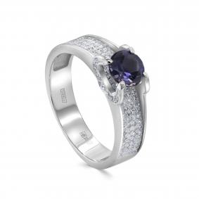 Кольцо из белого золота KABAROVSKY K11-11807-21300 с бриллиантом и иолитом K11-11807-21300 фото
