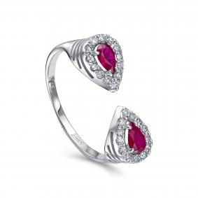 Кольцо из белого золота KABAROVSKY K11-12024-3489 с бриллиантом и рубином K11-12024-3489 фото