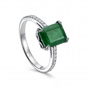 Кольцо из белого золота KABAROVSKY K11-12033-1200 с бриллиантом и изумрудом K11-12033-1200 фото