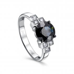 Кольцо из белого золота KABAROVSKY K11-12092-1189 с бриллиантом и сапфиром K11-12092-1189 фото
