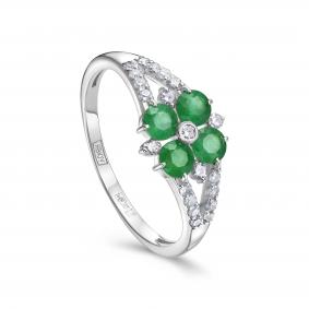 Кольцо из белого золота KABAROVSKY K11-12125-1200 с бриллиантом и изумрудом K11-12125-1200 фото