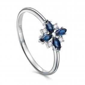 Кольцо из белого золота KABAROVSKY K11-12126-1189 с бриллиантом и сапфиром K11-12126-1189 фото