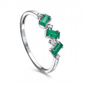 Кольцо из белого золота KABAROVSKY K11-12145-1200 с бриллиантом и изумрудом K11-12145-1200 фото