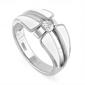 Кольцо из белого золота KABAROVSKY K11-1249-1010 с бриллиантом и эмалью K11-1249-1010 фото