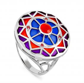 Серебряное кольцо KABAROVSKY K11-129-6601 с ониксом и Swarovski K11-129-6601 фото