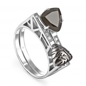 Серебряное кольцо KABAROVSKY K11-170-1800 с агатом и Swarovski K11-170-1800 фото