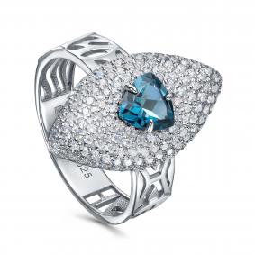 Серебряное кольцо KABAROVSKY K11-177-2300 с фианитом и Лондон топазом K11-177-2300 фото