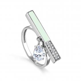 Серебряное кольцо KABAROVSKY K11-183-7940 с фианитом и эмалью K11-183-7940 фото