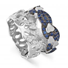 Кольцо из белого золота KABAROVSKY K11-1948-1100 с бриллиантом и сапфиром K11-1948-1100 фото