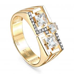 Кольцо из лимонного золота KABAROVSKY K11-21112-5500 с бриллиантом и горным хрусталём K11-21112-5500 фото