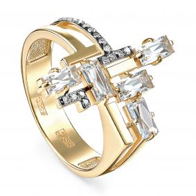Кольцо из лимонного золота KABAROVSKY K11-21124-5500 с бриллиантом и горным хрусталём K11-21124-5500 фото