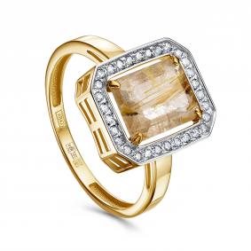 Золотое кольцо KABAROVSKY K11-21429-5100 с бриллиантом и кварцем K11-21429-5100 фото