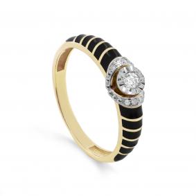 Кольцо из лимонного золота KABAROVSKY K11-21494-1002 с бриллиантом и эмалью K11-21494-1002 фото