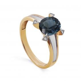 Кольцо из лимонного золота KABAROVSKY K11-21639-2300 с бриллиантом и Лондон топазом K11-21639-2300 фото