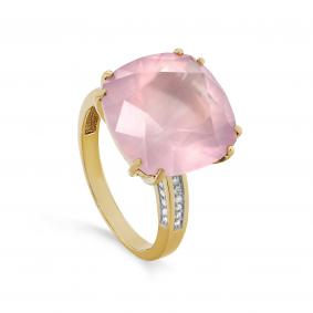 Кольцо из лимонного золота KABAROVSKY K11-21686-9300 с бриллиантом и кварцем K11-21686-9300 фото