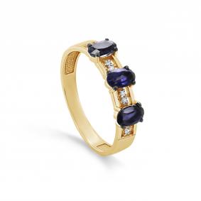 Кольцо из лимонного золота KABAROVSKY K11-21805-21300 с бриллиантом и иолитом K11-21805-21300 фото