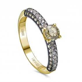 Кольцо из лимонного золота KABAROVSKY K11-21884-9289 с бриллиантом и коньячным бриллиантом K11-21884-9289 фото