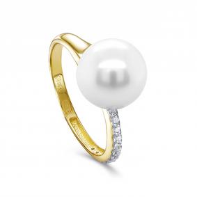 Кольцо из лимонного золота KABAROVSKY K11-21956-1500 с бриллиантом и жемчугом K11-21956-1500 фото