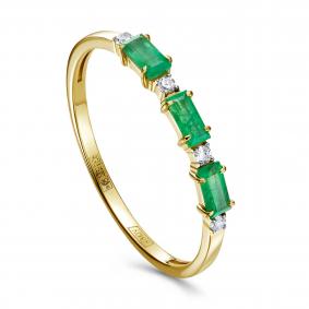 Кольцо из лимонного золота KABAROVSKY K11-22146-1200 с бриллиантом и изумрудом K11-22146-1200 фото