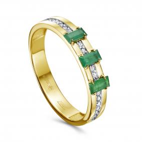 Кольцо из лимонного золота KABAROVSKY K11-22147-1200 с бриллиантом и изумрудом K11-22147-1200 фото