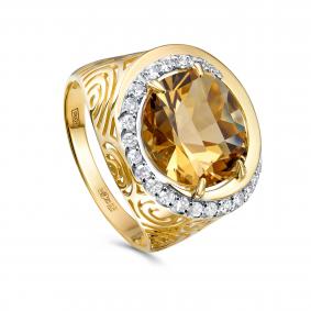 Кольцо из лимонного золота KABAROVSKY K11-22150-2900 с бриллиантом и цитрином K11-22150-2900 фото