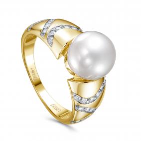Кольцо из лимонного золота KABAROVSKY K11-22193-1500 с бриллиантом и жемчугом K11-22193-1500 фото