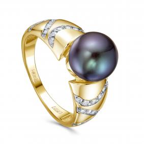 Кольцо из лимонного золота KABAROVSKY K11-22193-1600 с бриллиантом и жемчугом K11-22193-1600 фото