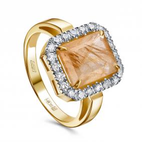 Золотое кольцо KABAROVSKY K11-22194-5100 с бриллиантом и кварцем K11-22194-5100 фото