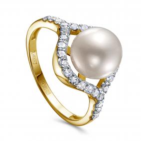 Кольцо из лимонного золота KABAROVSKY K11-22201-1500 с бриллиантом и жемчугом K11-22201-1500 фото