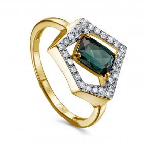 Кольцо из лимонного золота KABAROVSKY с бриллиантом и  индиголитом K11-22210-15189 K11-22210-15189 фото