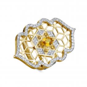 Кольцо из лимонного золота KABAROVSKY K11-22224-6300 с бриллиантом и сапфиром K11-22224-6300 фото