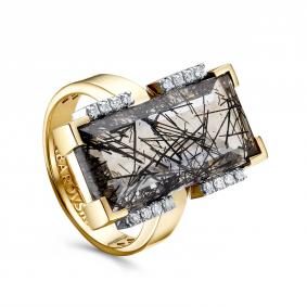 Кольцо из лимонного золота KABAROVSKY K11-22250-5100 с бриллиантом и кварцем K11-22250-5100 фото