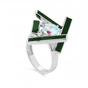 Серебряное кольцо KABAROVSKY K11-231-40035 с фианитом и эмалью K11-231-40035 фото