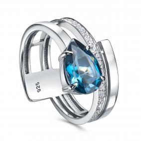 Серебряное кольцо KABAROVSKY K11-273-2300 с фианитом и Лондон топазом K11-273-2300 фото