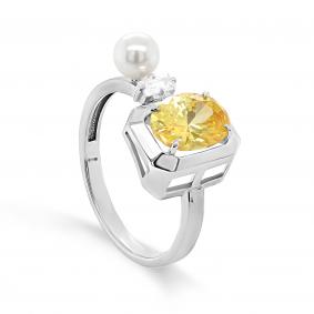Серебряное кольцо KABAROVSKY K11-346-0100 с фианитом и жемчугом K11-346-0100 фото