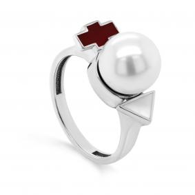 Серебряное кольцо KABAROVSKY K11-374-1501 с жемчугом и эмалью K11-374-1501 фото
