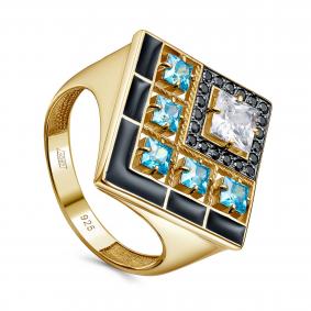 Серебряное кольцо KABAROVSKY K11-420-40131 с фианитом и эмалью K11-420-40131 фото