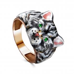 Кольцо из золочёного серебра KABAROVSKY K11-499-40450 с фианитом и эмалью K11-499-40450 фото