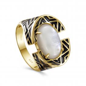 Кольцо из лимонного серебра KABAROVSKY K11-513-6202 с эмалью и перламутром K11-513-6202 фото