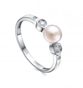 Серебряное кольцо KABAROVSKY K11-602-1500 с фианитом и жемчугом K11-602-1500 фото